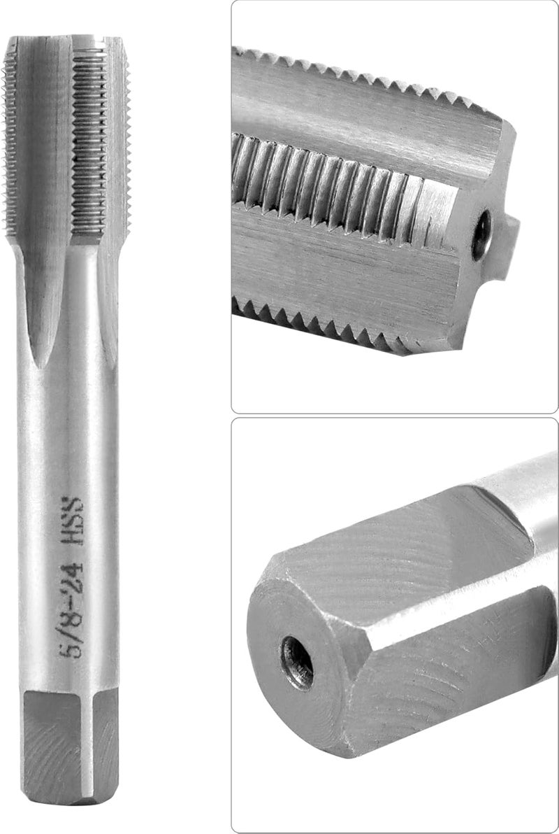 QWORK 5/8"-24 Tap and Die Set, with Round Die 22LR 223 5.56 9mm, High Speed Steel Right Hand Thread Tap Tool - Image 5